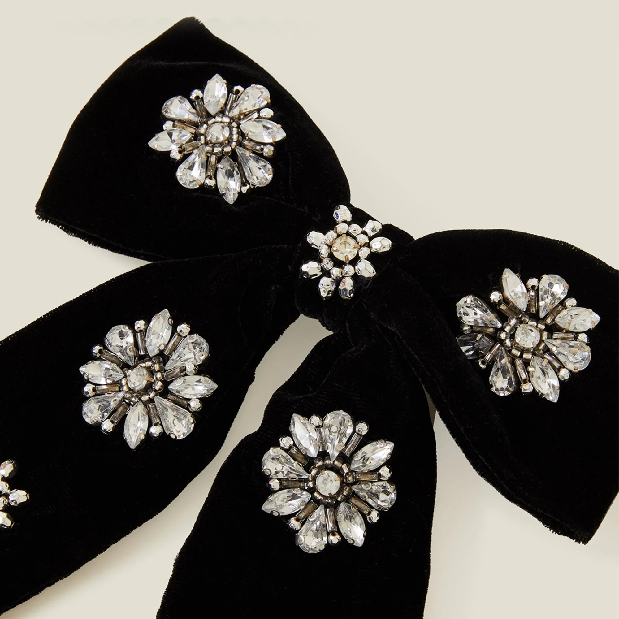 Black Gem Encrusted Bow Hair Clip