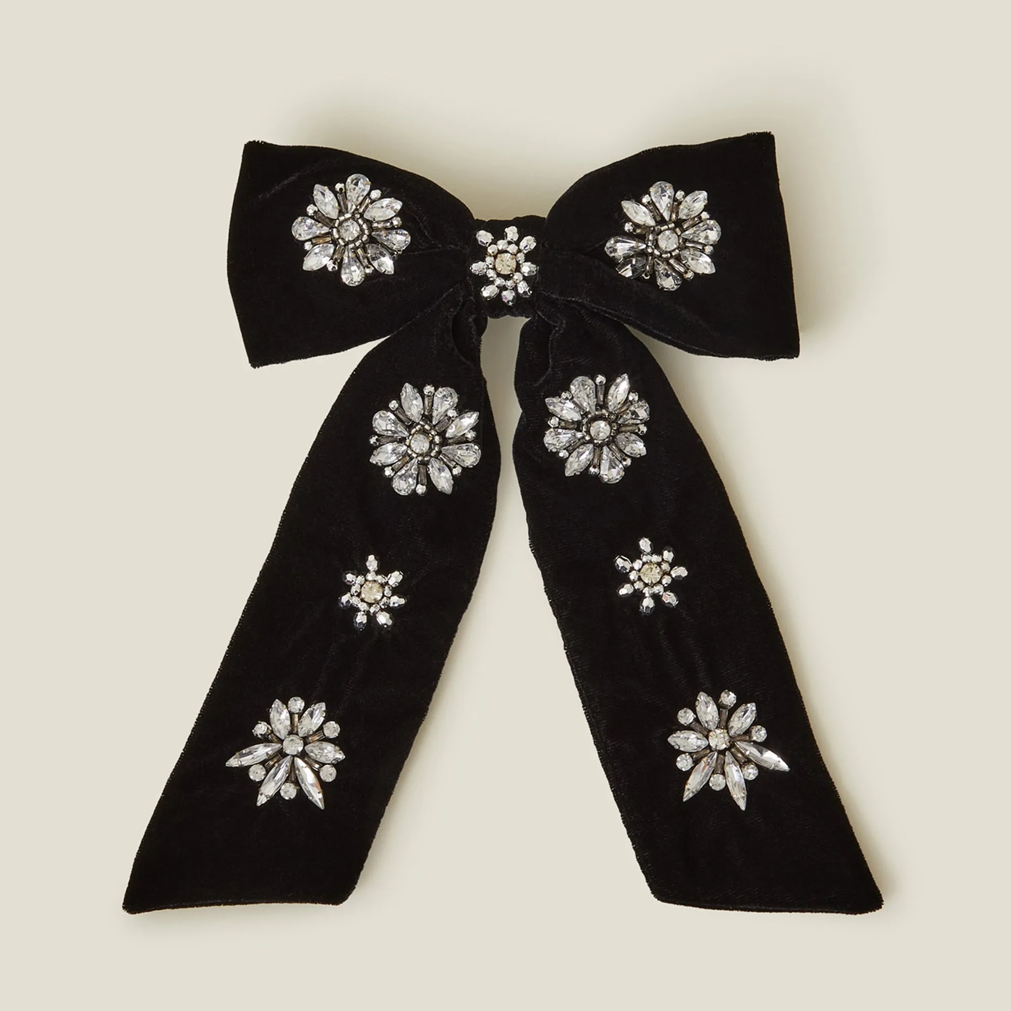 Black Gem Encrusted Bow Hair Clip