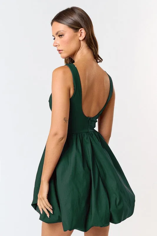 Boat Neck Bubble Hem Dress