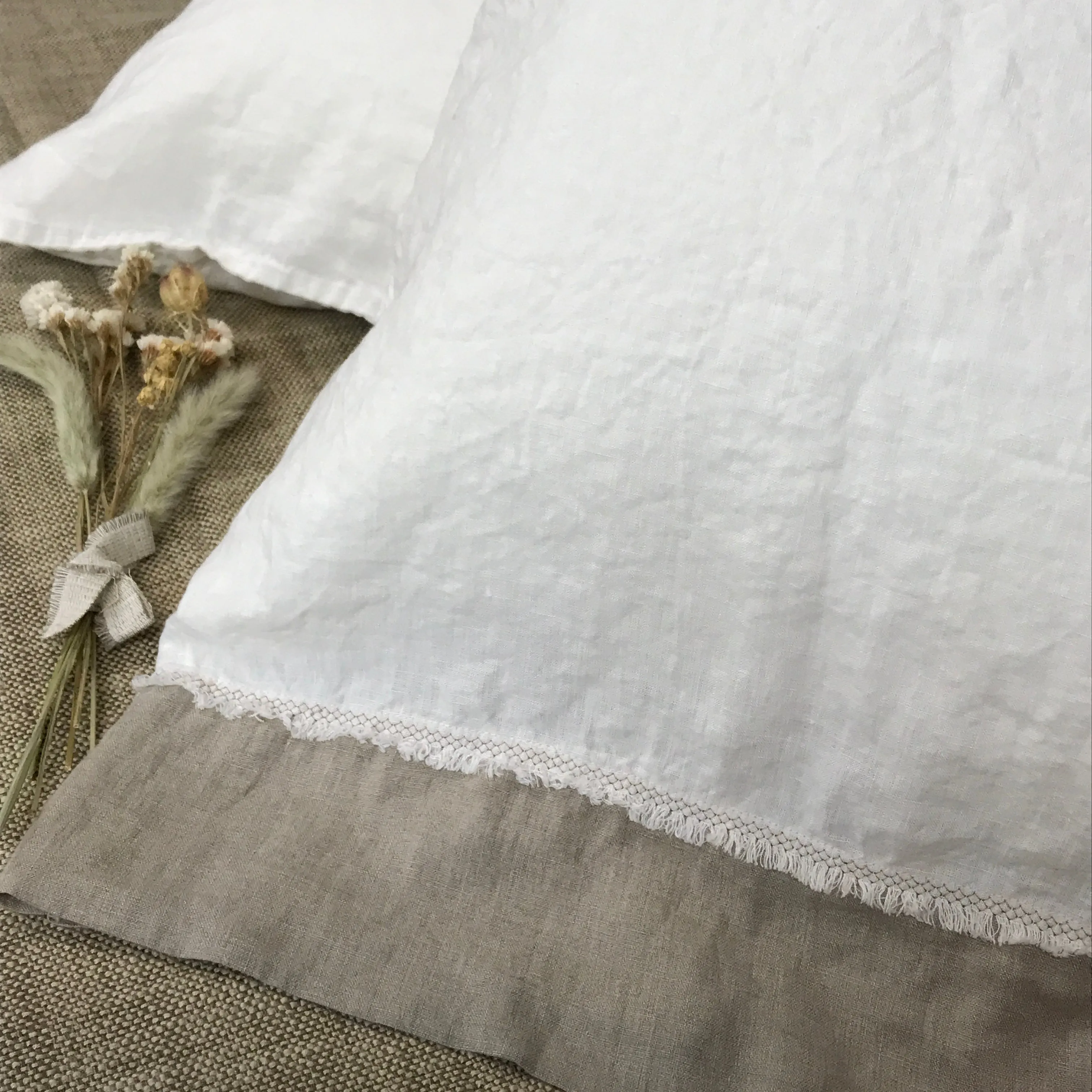 Bohemian Touch Off-white Flax Pillowcase
