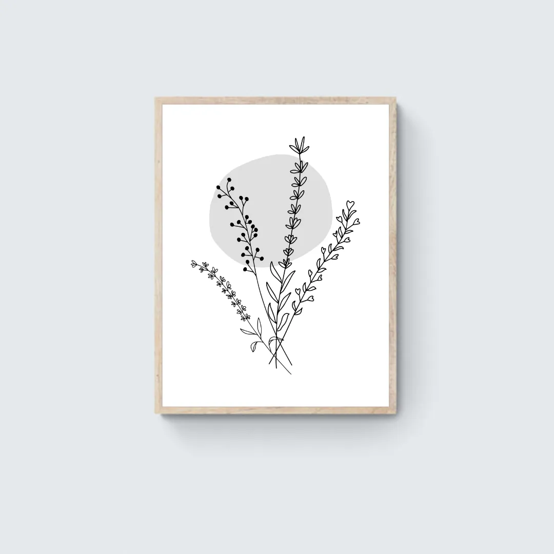 Bouquet Gray Framed Art Print