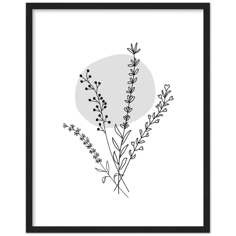 Bouquet Gray Framed Art Print