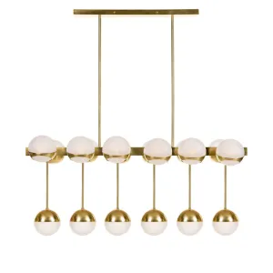 Brass Chandelier With White Globe Elements