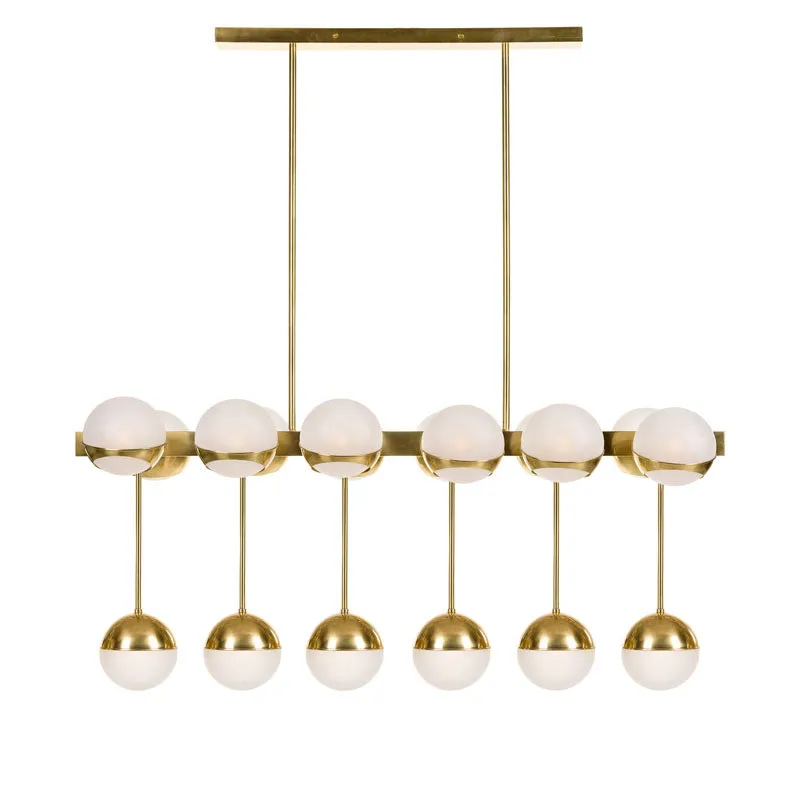 Brass Chandelier With White Globe Elements