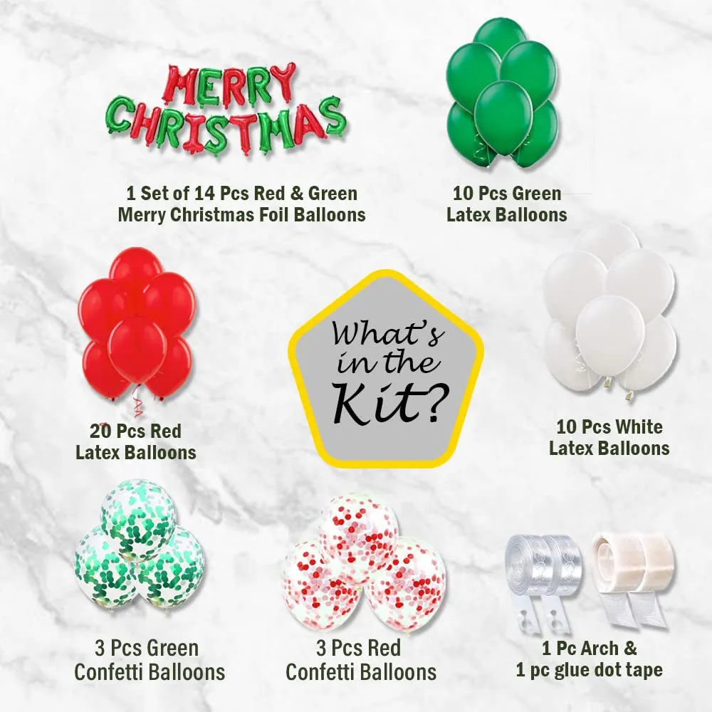 Bright Christmas Balloon Decoration Kit for Home- Pack of 62 Pcs- Xmas Room Decoration