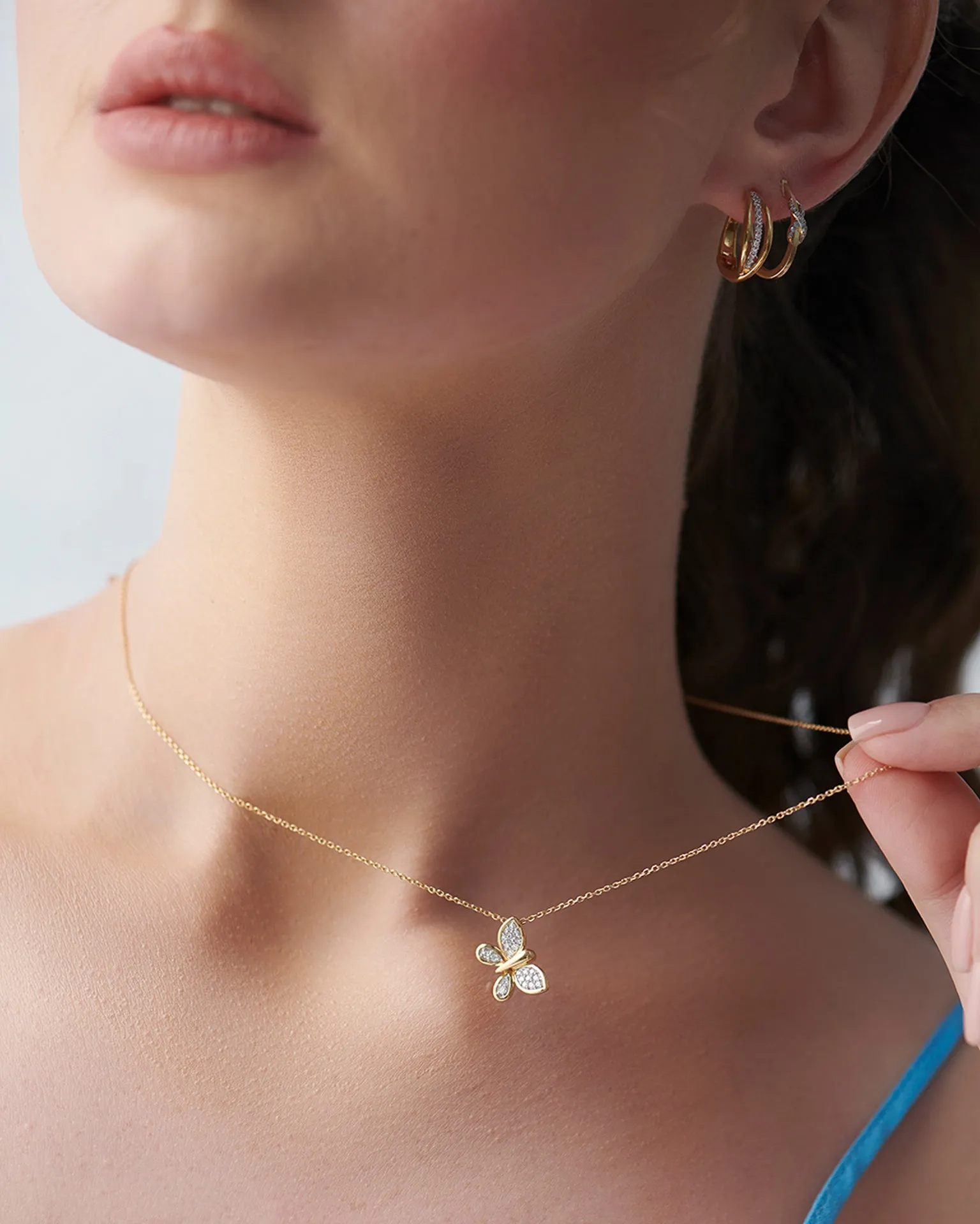 Butterfly Cluster Diamond Necklace