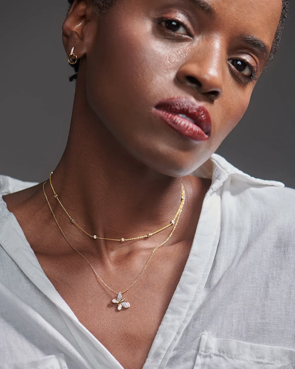 Butterfly Cluster Diamond Necklace
