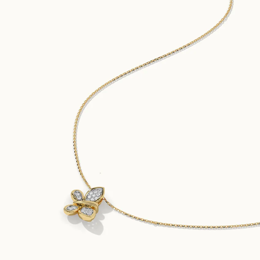Butterfly Cluster Diamond Necklace