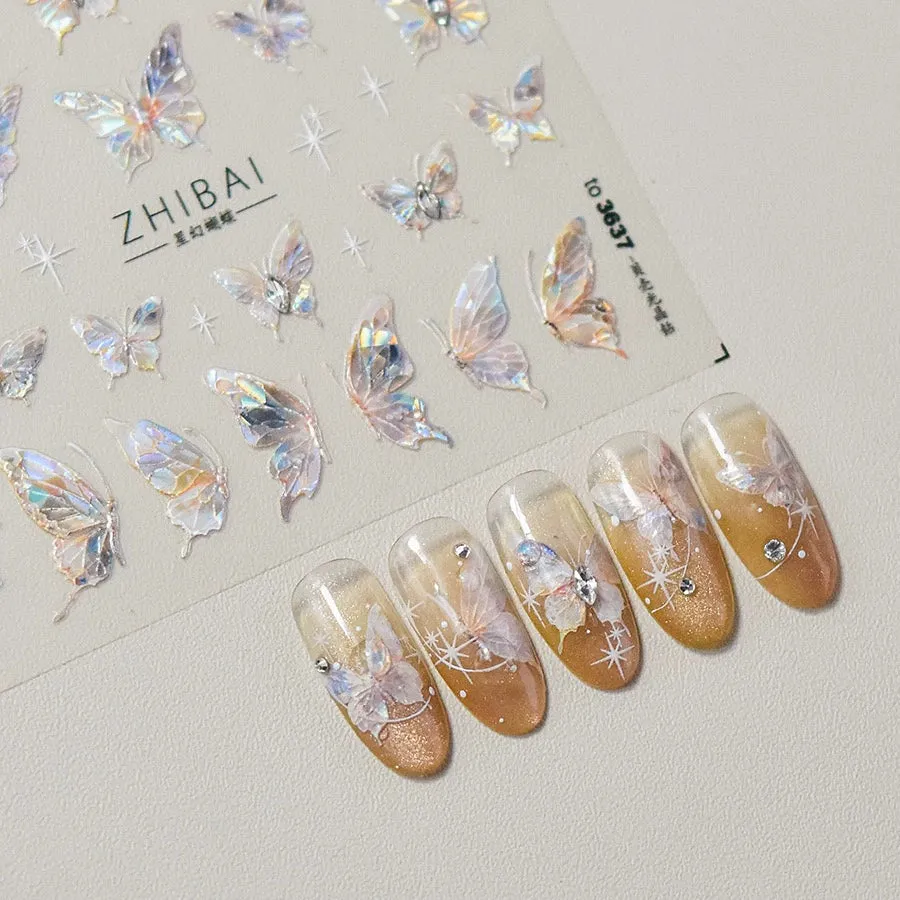 Butterfly Crystal Diamond Nail Decoration - Three-Dimensional Six-Pointed Star