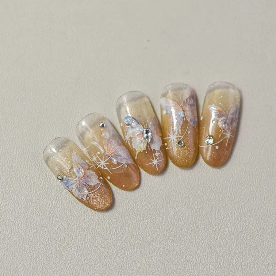 Butterfly Crystal Diamond Nail Decoration - Three-Dimensional Six-Pointed Star
