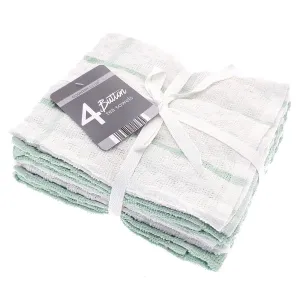 Button Terry Tea Towels Cotton Rich Dish Drying Cloths Pack Of 4