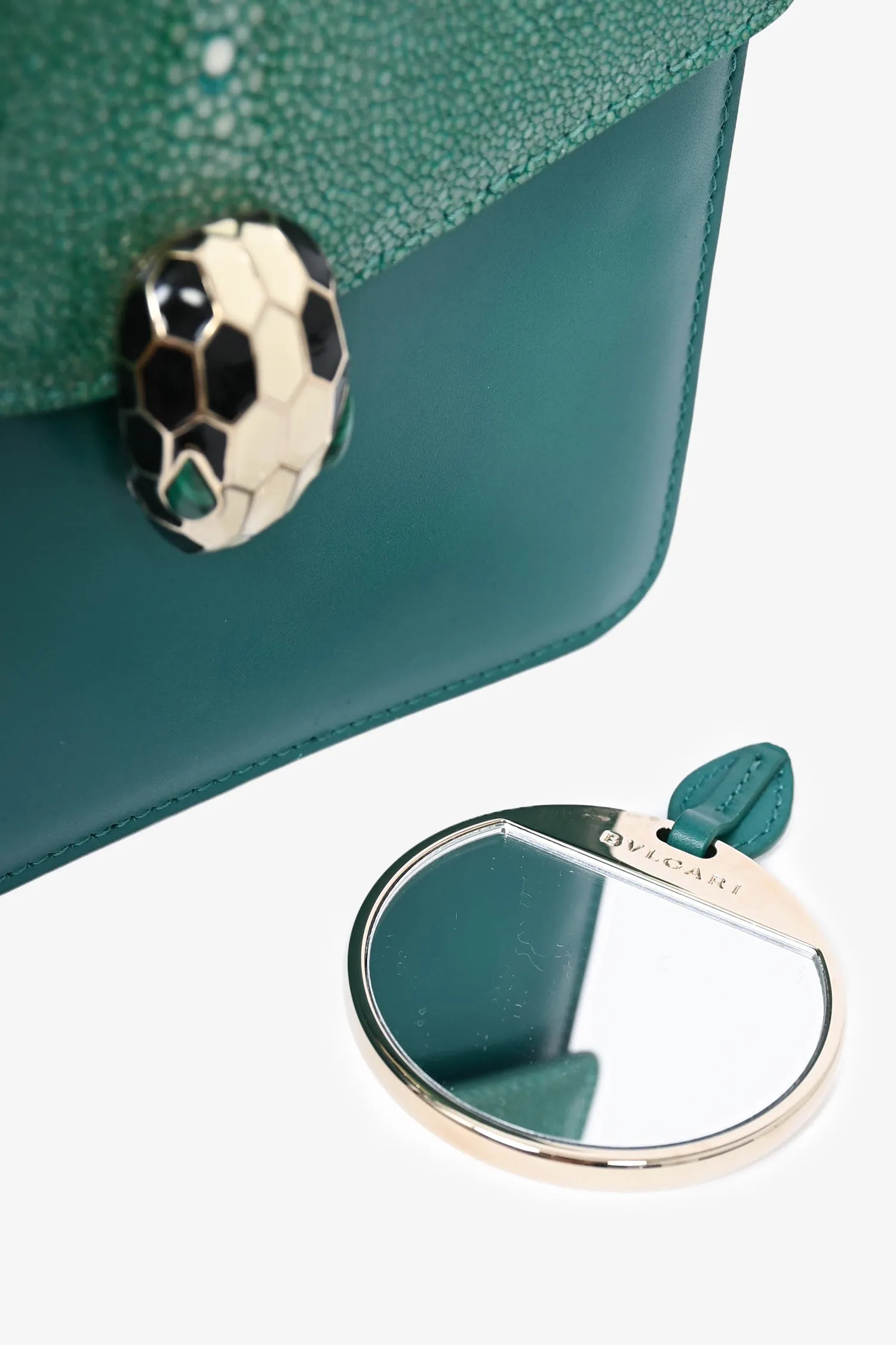 Bvlgari Green Leather/Stingray 'Serpenti Forever' Bag