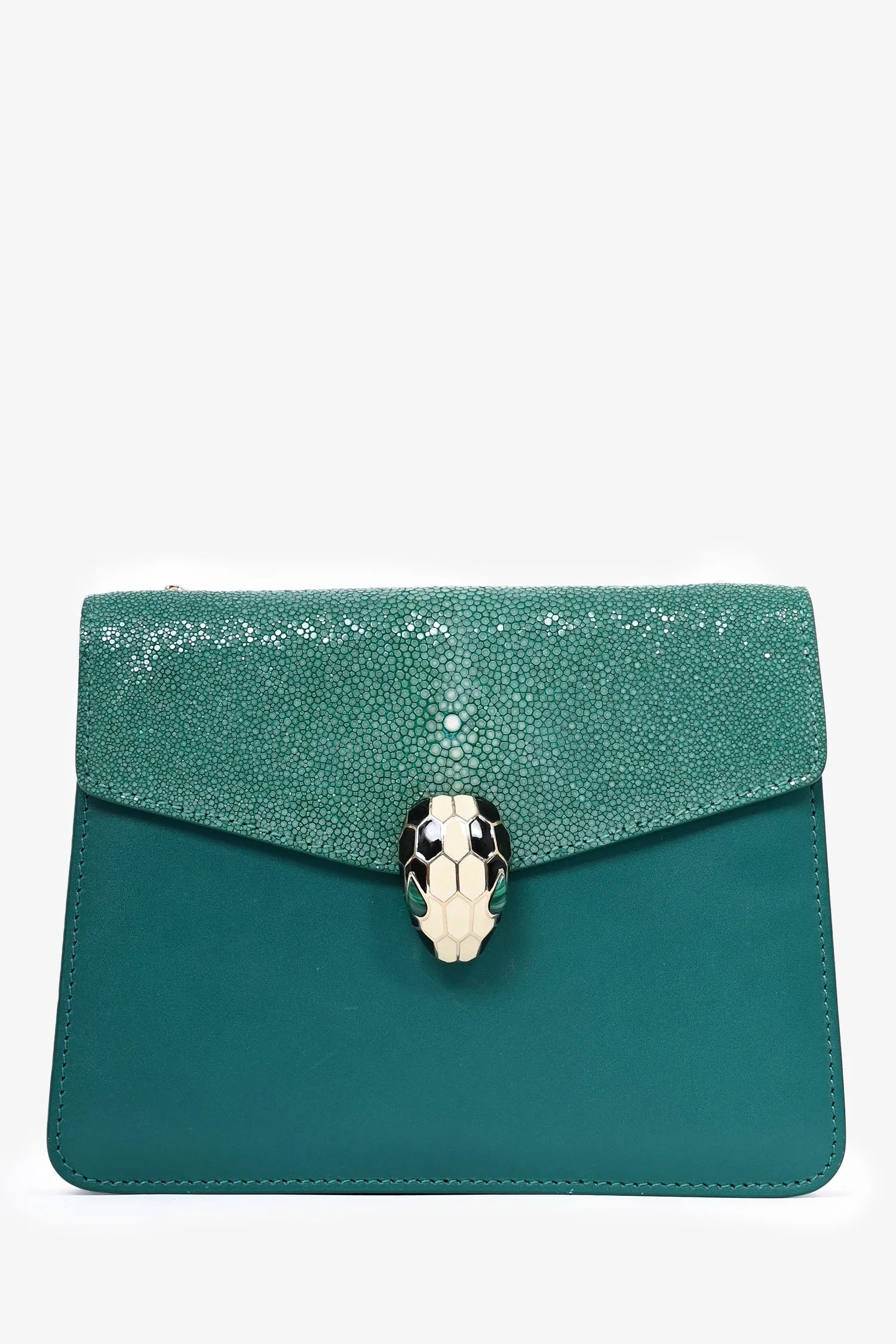 Bvlgari Green Leather/Stingray 'Serpenti Forever' Bag