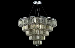 C121-2036D30C-GT/RC - Regency Lighting: Maxime 17 light Chrome Chandelier Golden Teak (Smoky) Royal Cut Crystal