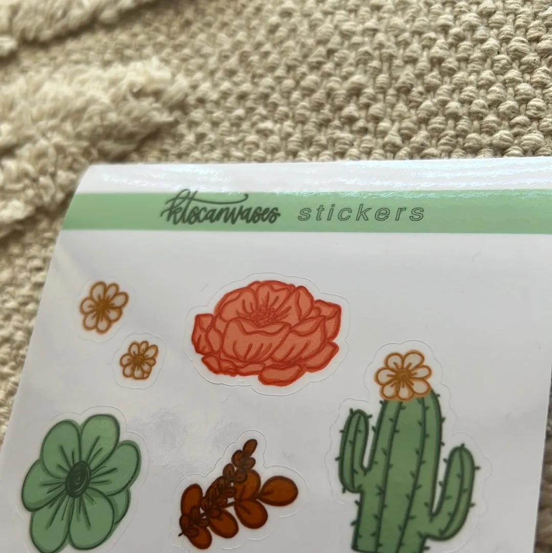 Cactus Florals Set of 11 Mini Stickers (1 sheet)