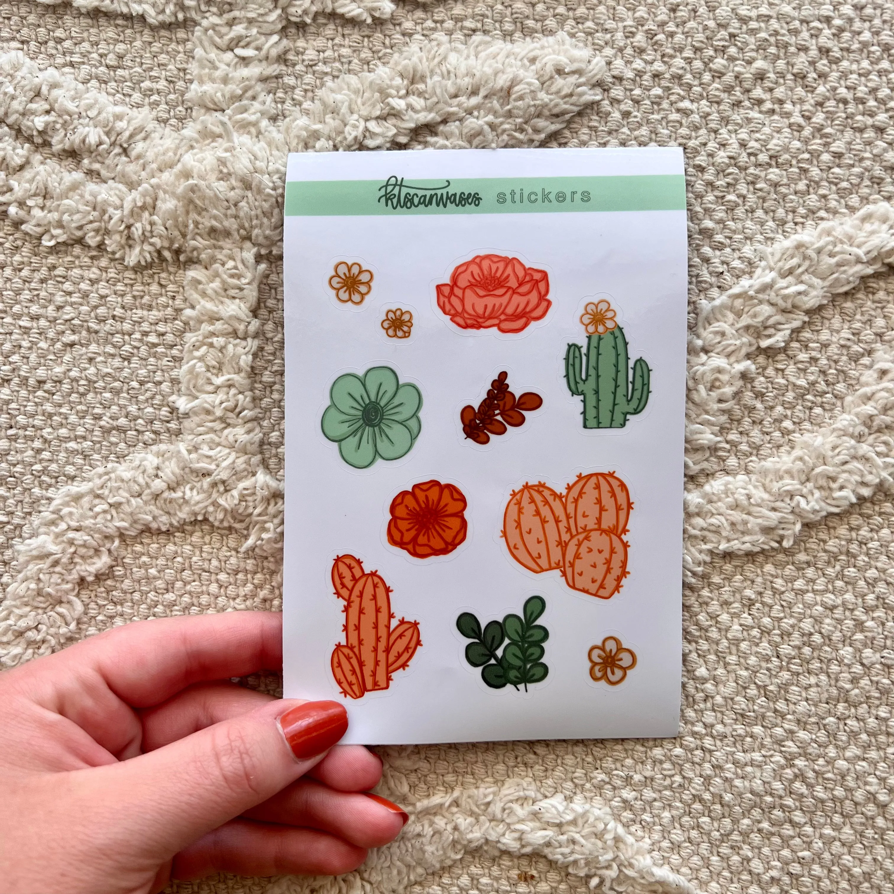 Cactus Florals Set of 11 Mini Stickers (1 sheet)