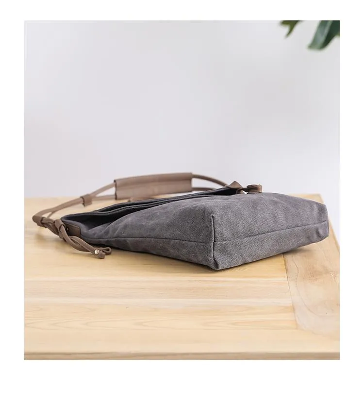 Canvas Mens Womens Casual Gray 12‘’ Courier Bag Side Bag Messenger Bag for Men