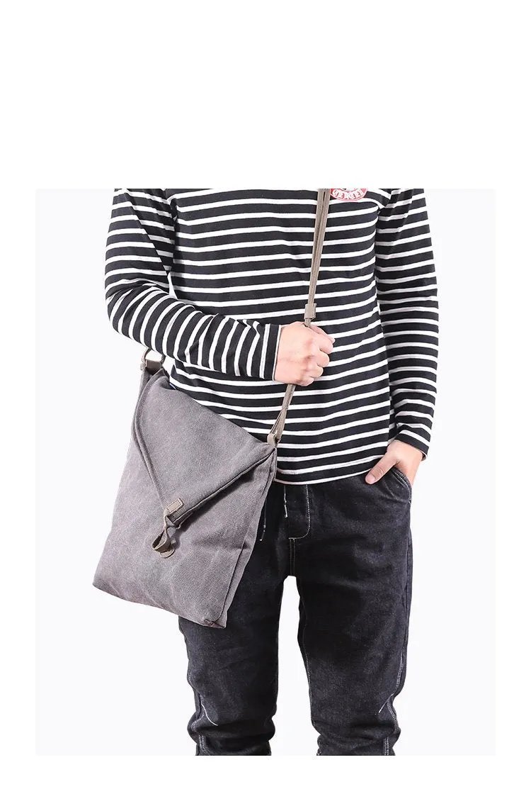 Canvas Mens Womens Casual Gray 12‘’ Courier Bag Side Bag Messenger Bag for Men