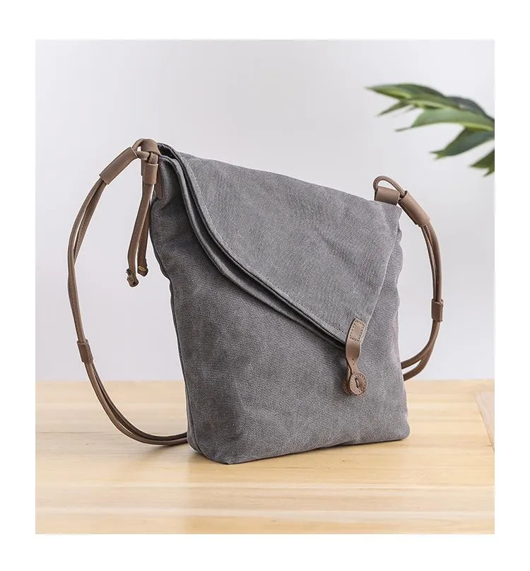 Canvas Mens Womens Casual Gray 12‘’ Courier Bag Side Bag Messenger Bag for Men