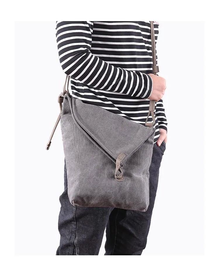 Canvas Mens Womens Casual Gray 12‘’ Courier Bag Side Bag Messenger Bag for Men