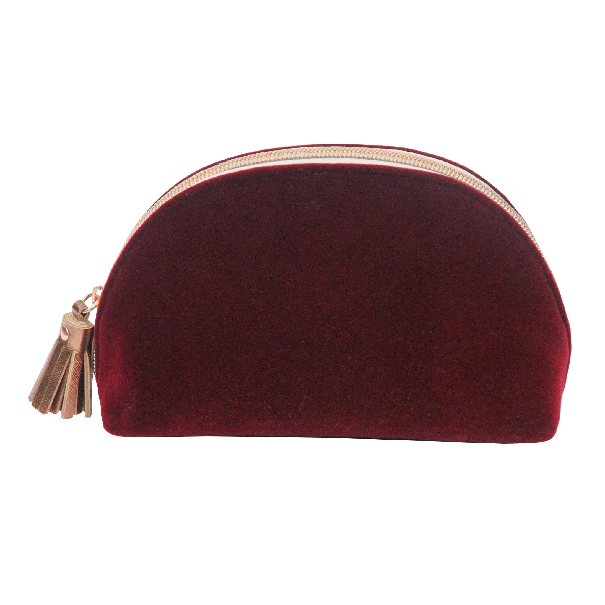Caroline Gardner Velvet Half Moon Cosmetic Bag