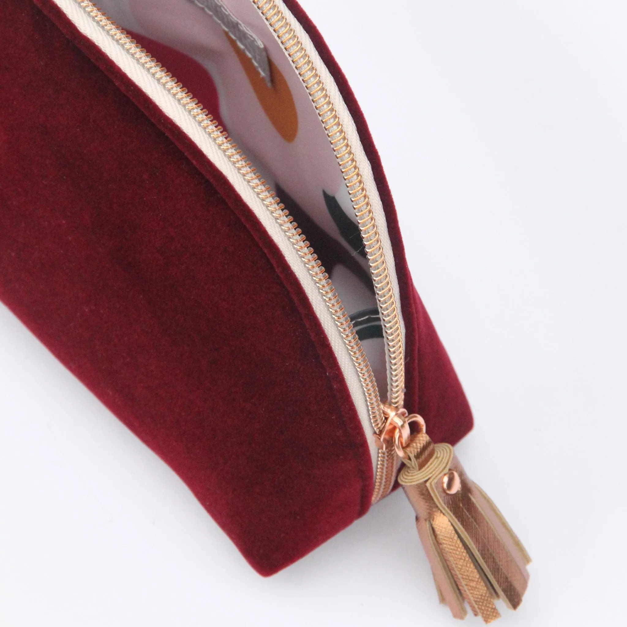 Caroline Gardner Velvet Half Moon Cosmetic Bag