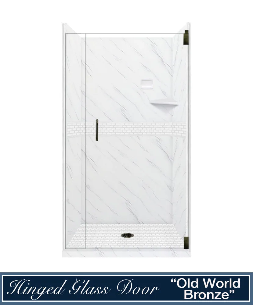 Carrara Marble Classic Alcove Shower Enclosure Kit