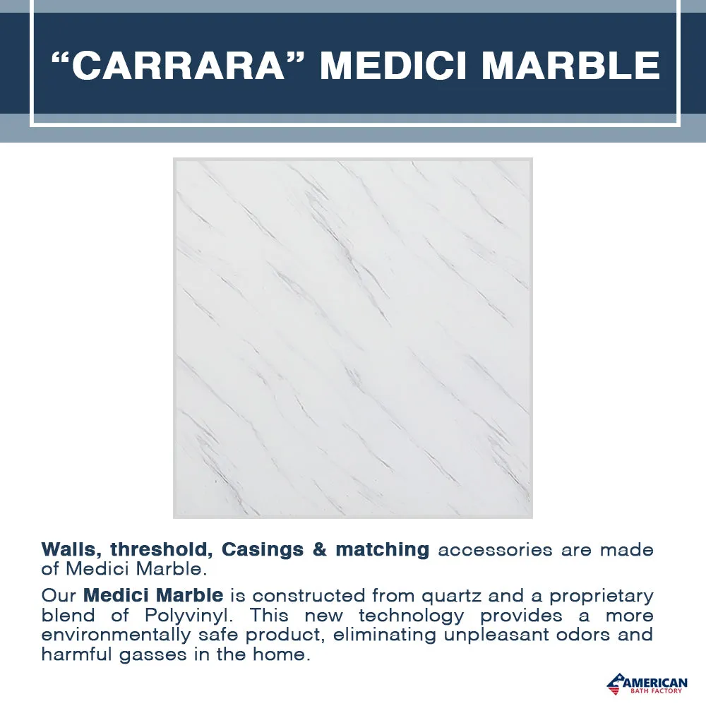 Carrara Marble Classic Alcove Shower Enclosure Kit