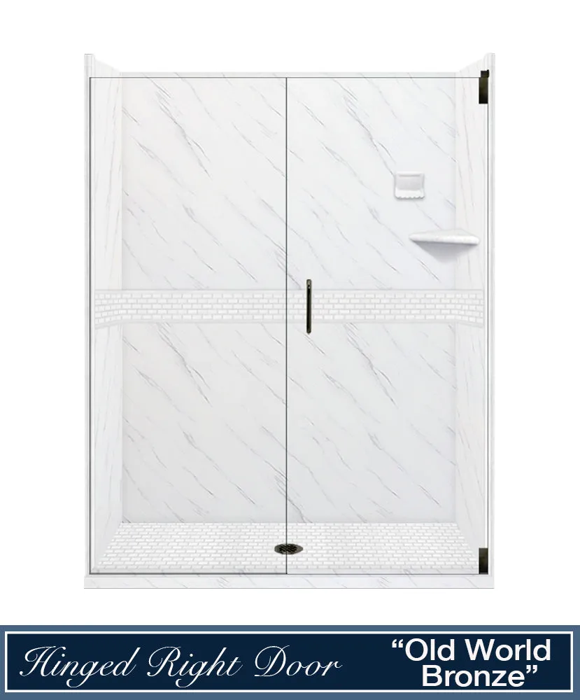 Carrara Marble Classic Alcove Shower Enclosure Kit