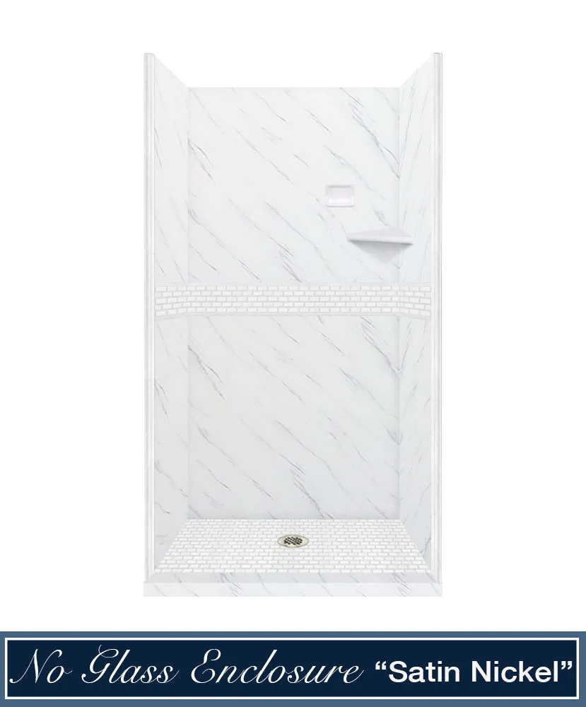 Carrara Marble Classic Alcove Shower Enclosure Kit
