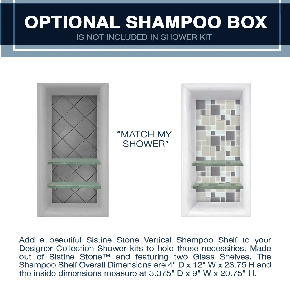 Carrara Marble Classic Alcove Shower Enclosure Kit