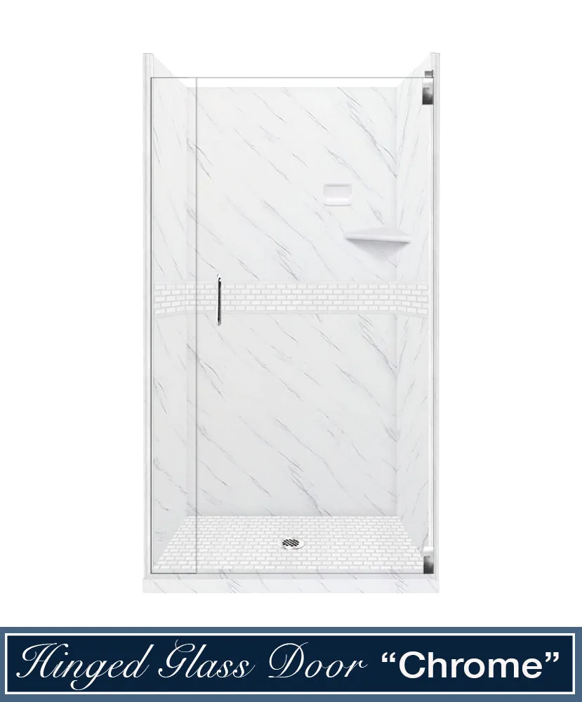 Carrara Marble Classic Alcove Shower Enclosure Kit