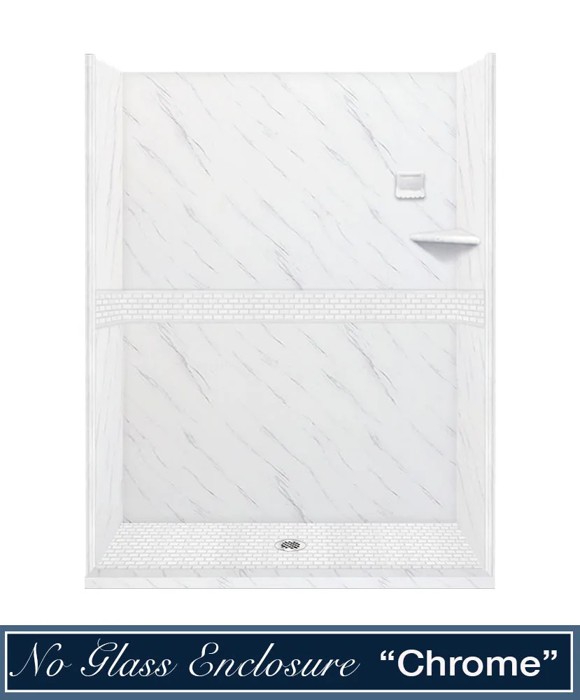 Carrara Marble Classic Alcove Shower Enclosure Kit