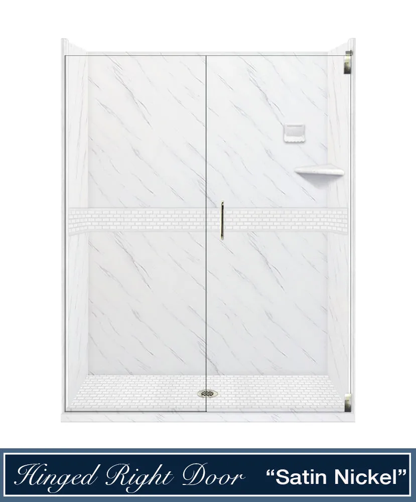 Carrara Marble Classic Alcove Shower Enclosure Kit