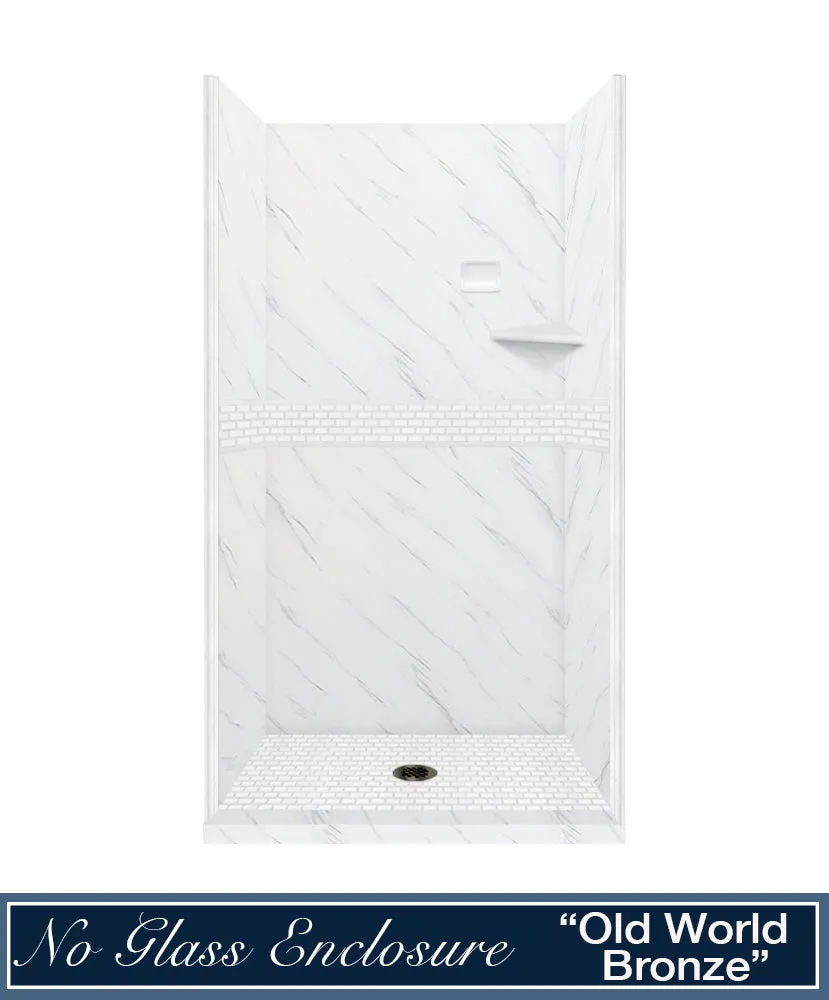 Carrara Marble Classic Alcove Shower Enclosure Kit