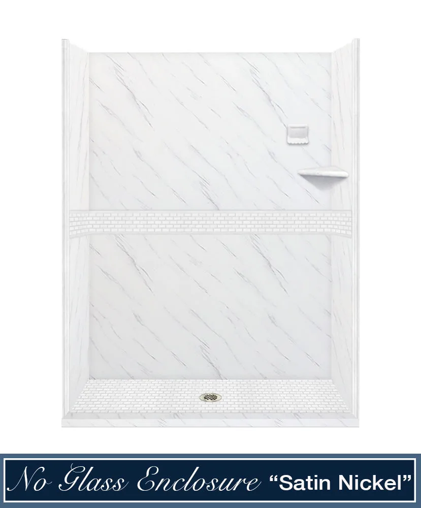 Carrara Marble Classic Alcove Shower Enclosure Kit