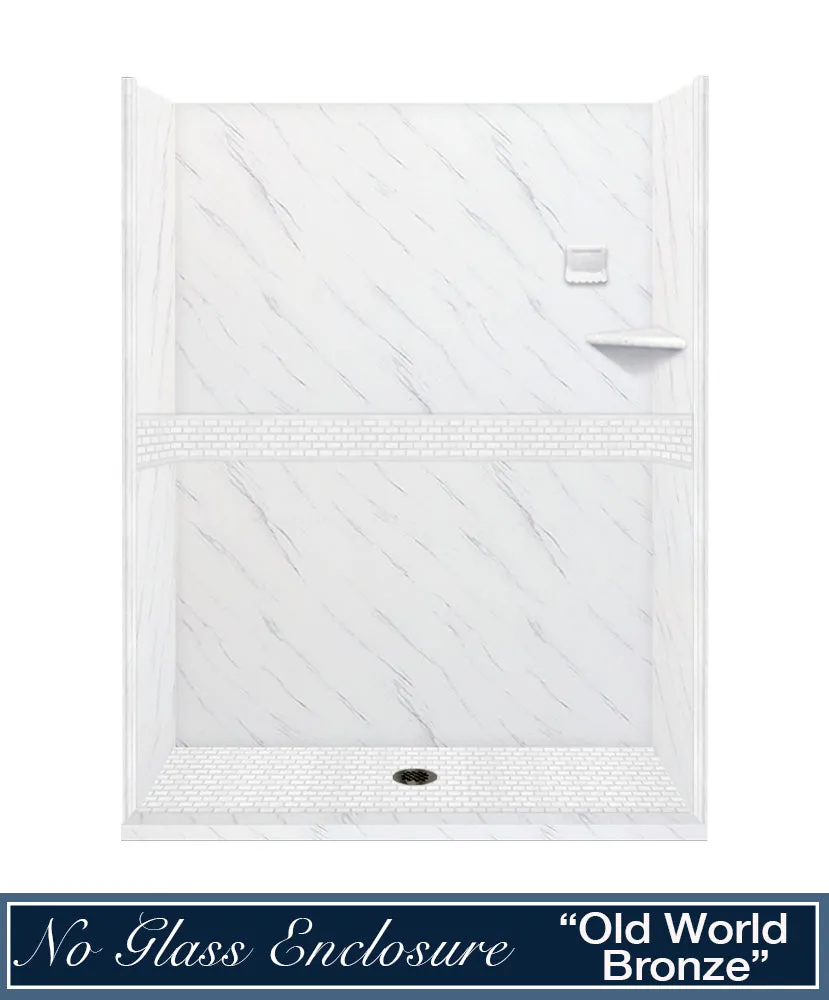 Carrara Marble Classic Alcove Shower Enclosure Kit