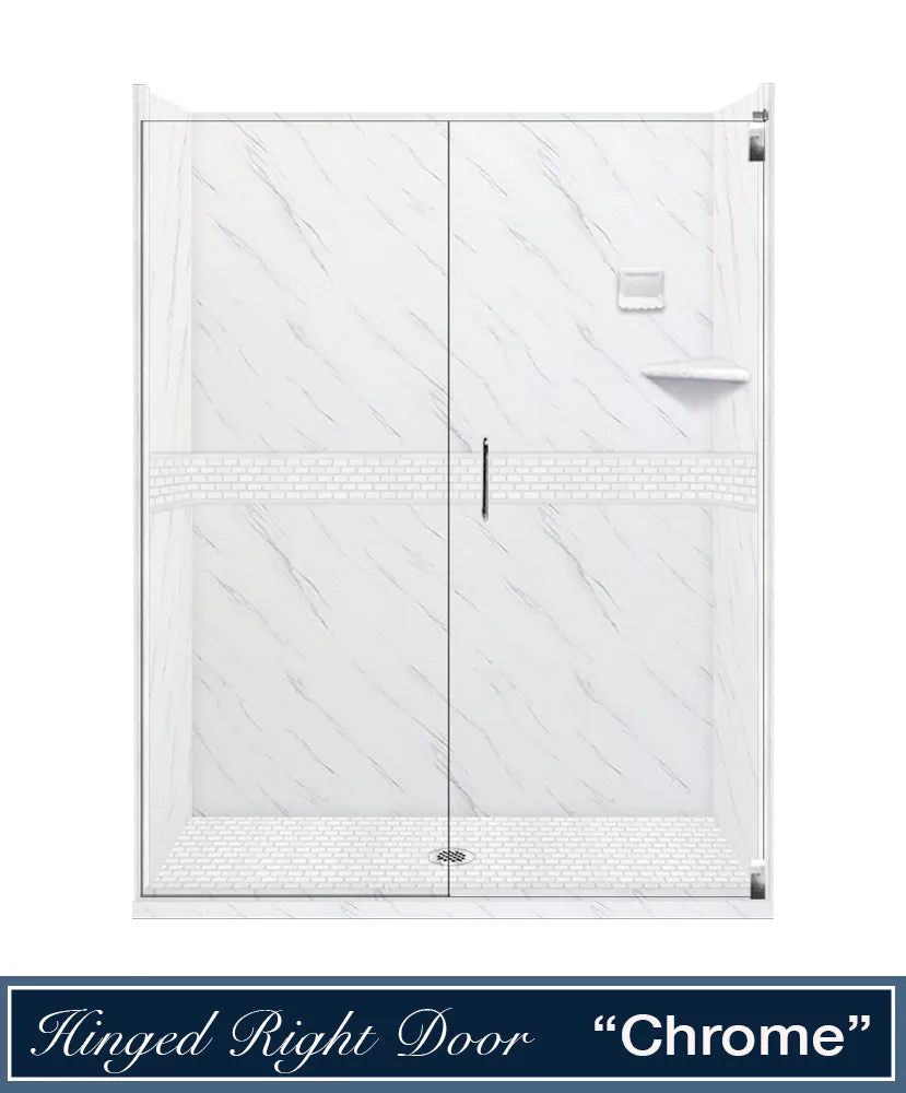 Carrara Marble Classic Alcove Shower Enclosure Kit