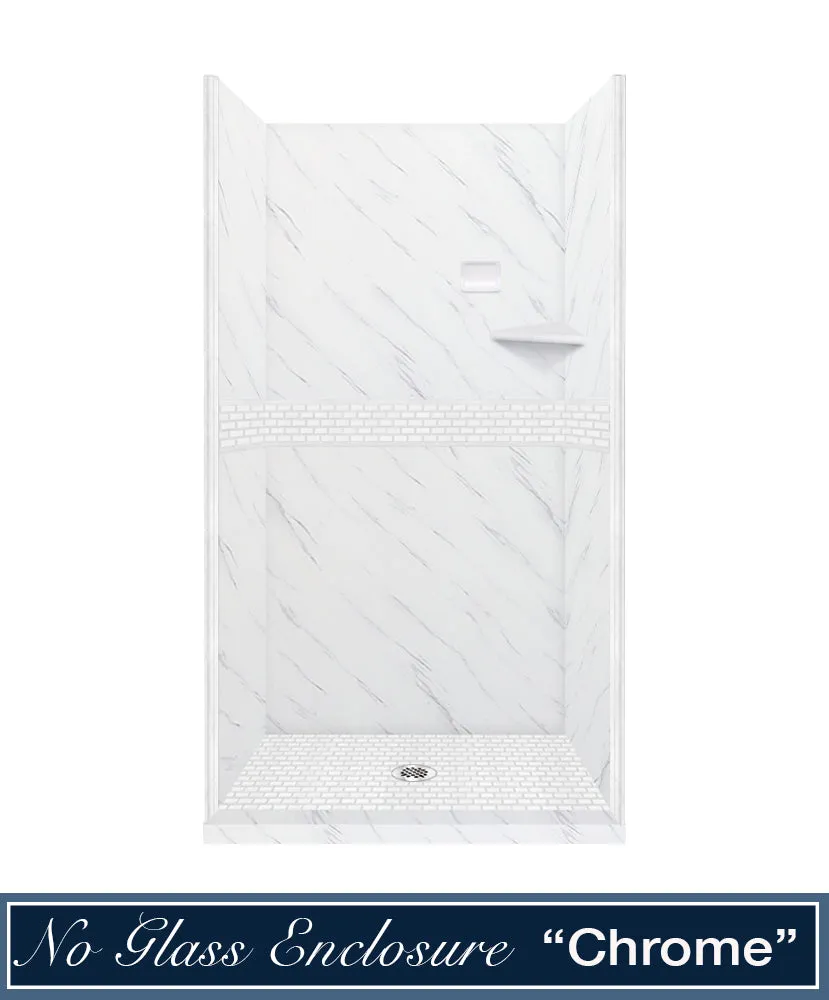 Carrara Marble Classic Alcove Shower Enclosure Kit