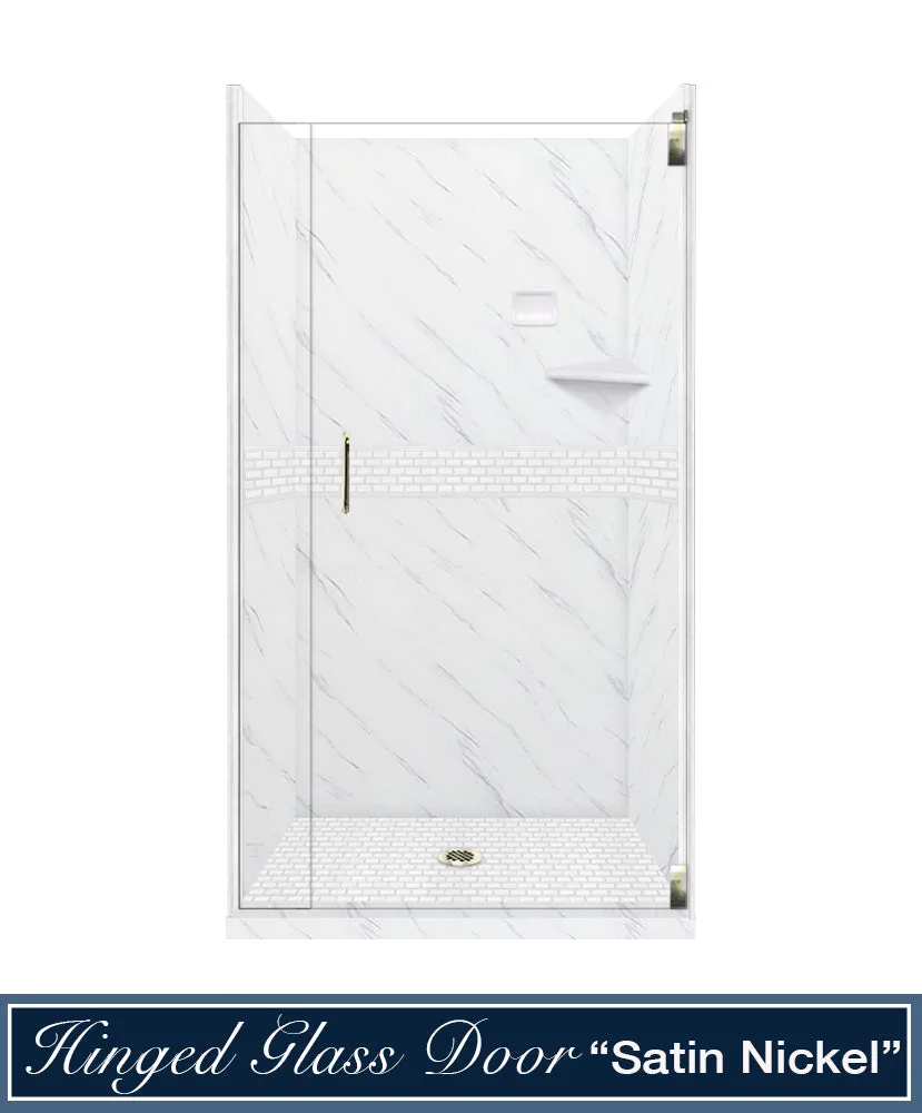 Carrara Marble Classic Alcove Shower Enclosure Kit