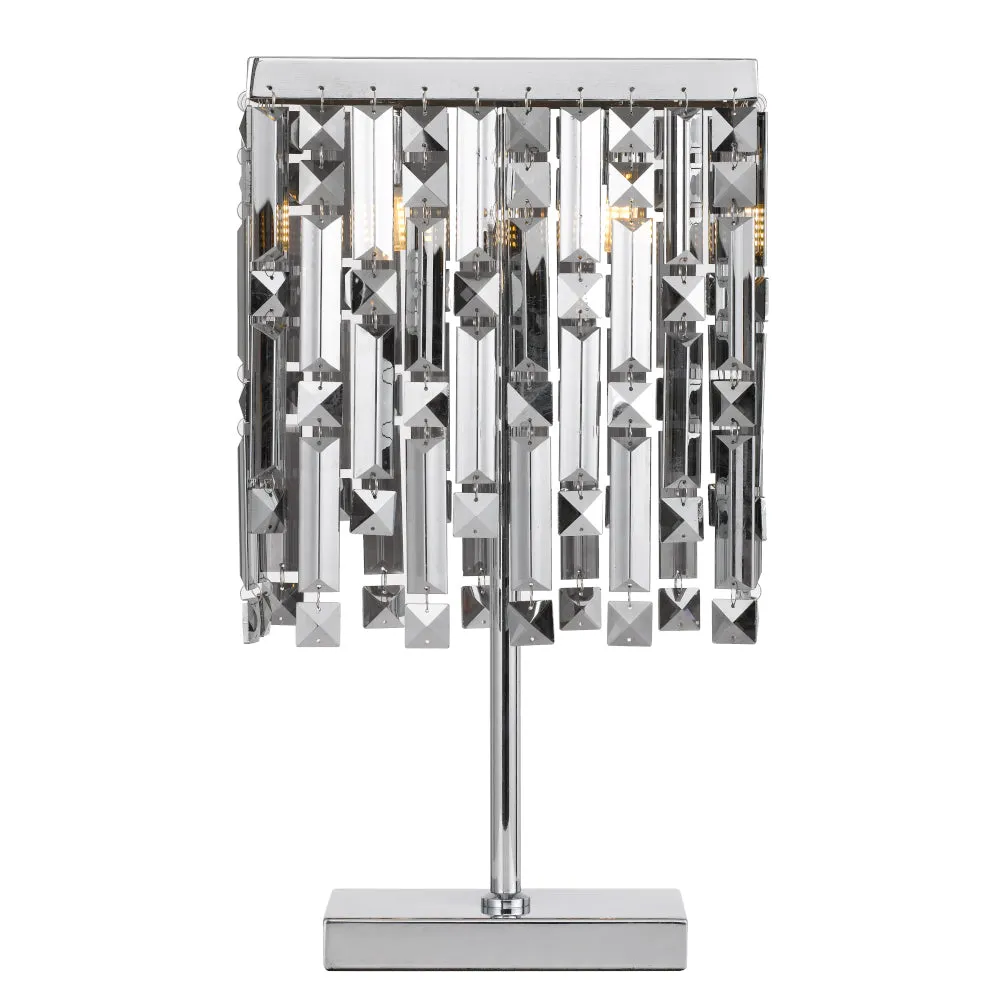 Cerone Chrome with Smoke Crystal Modern Elegant Table Lamp