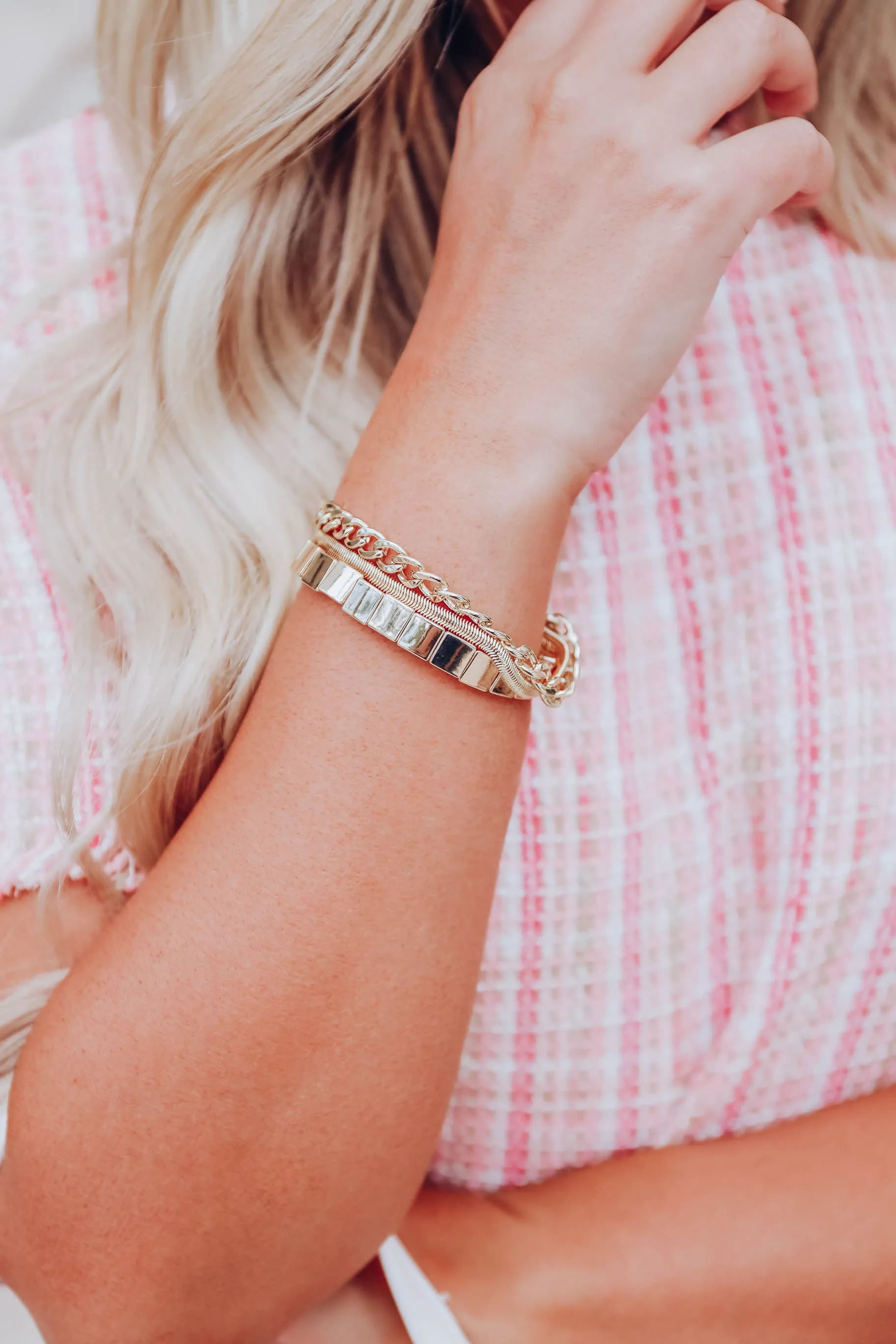 Chain Trio Bracelet by B.b.Lila - Gold