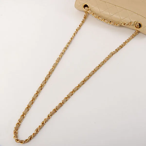 Chanel Around 1990 Made Design Flap Chain Bag With Pouch Beige