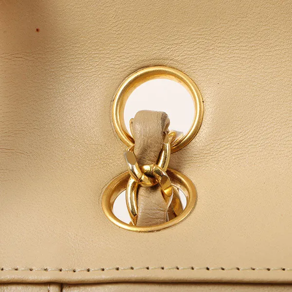 Chanel Around 1990 Made Design Flap Chain Bag With Pouch Beige