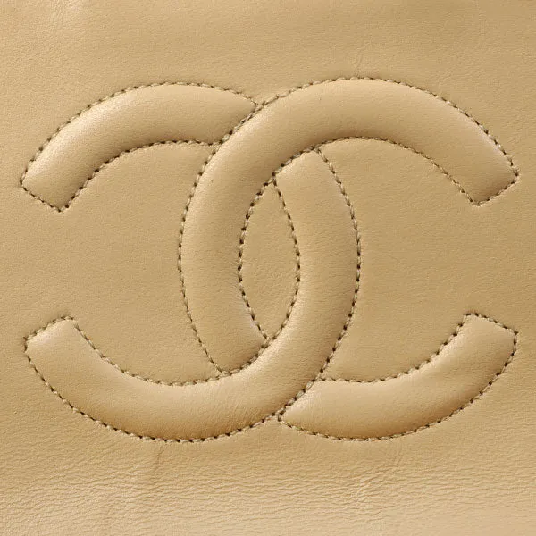 Chanel Around 1990 Made Design Flap Chain Bag With Pouch Beige