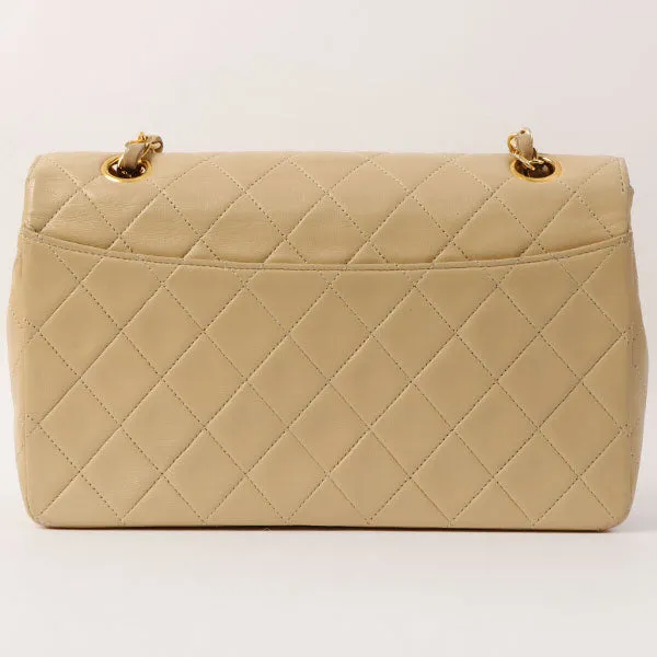 Chanel Around 1990 Made Design Flap Chain Bag With Pouch Beige