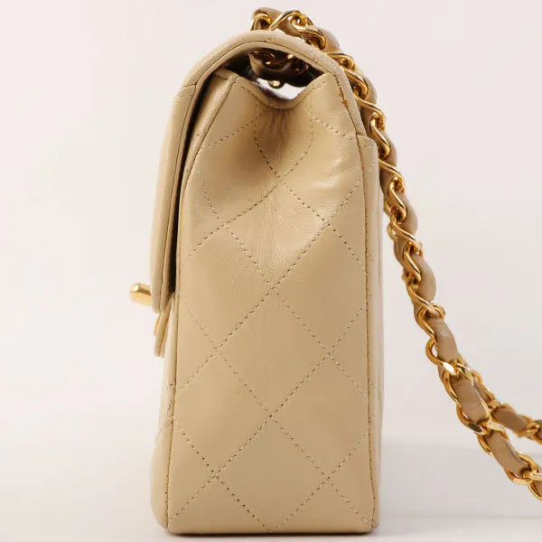 Chanel Around 1990 Made Design Flap Chain Bag With Pouch Beige