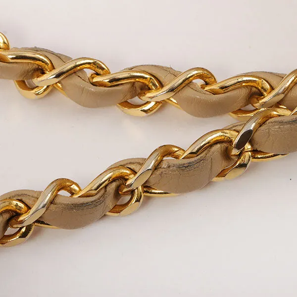 Chanel Around 1990 Made Design Flap Chain Bag With Pouch Beige