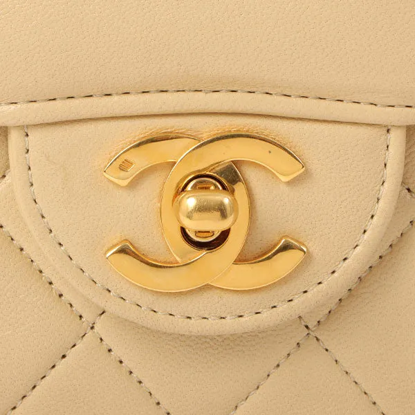 Chanel Around 1990 Made Design Flap Chain Bag With Pouch Beige