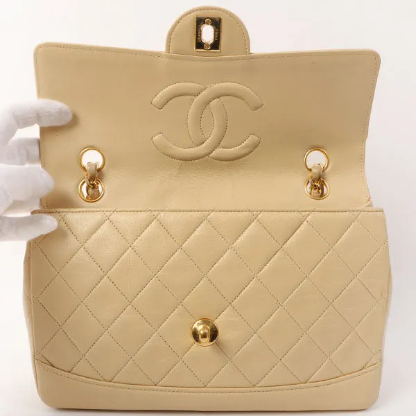 Chanel Around 1990 Made Design Flap Chain Bag With Pouch Beige